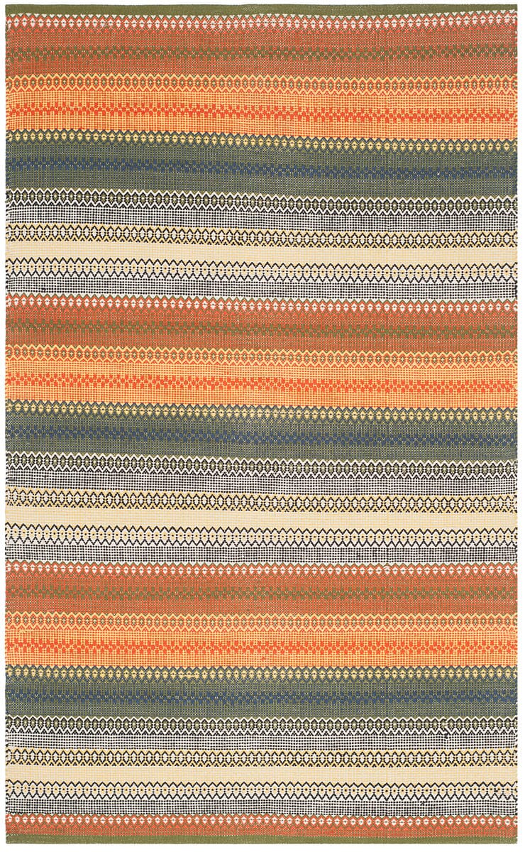 Safavieh Striped Kilim Stk412A Gold / Grey Rugs.