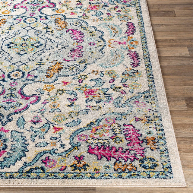 Surya Sunderland Sun-2312 Bright Pink, Aqua, Light Gray Rugs.