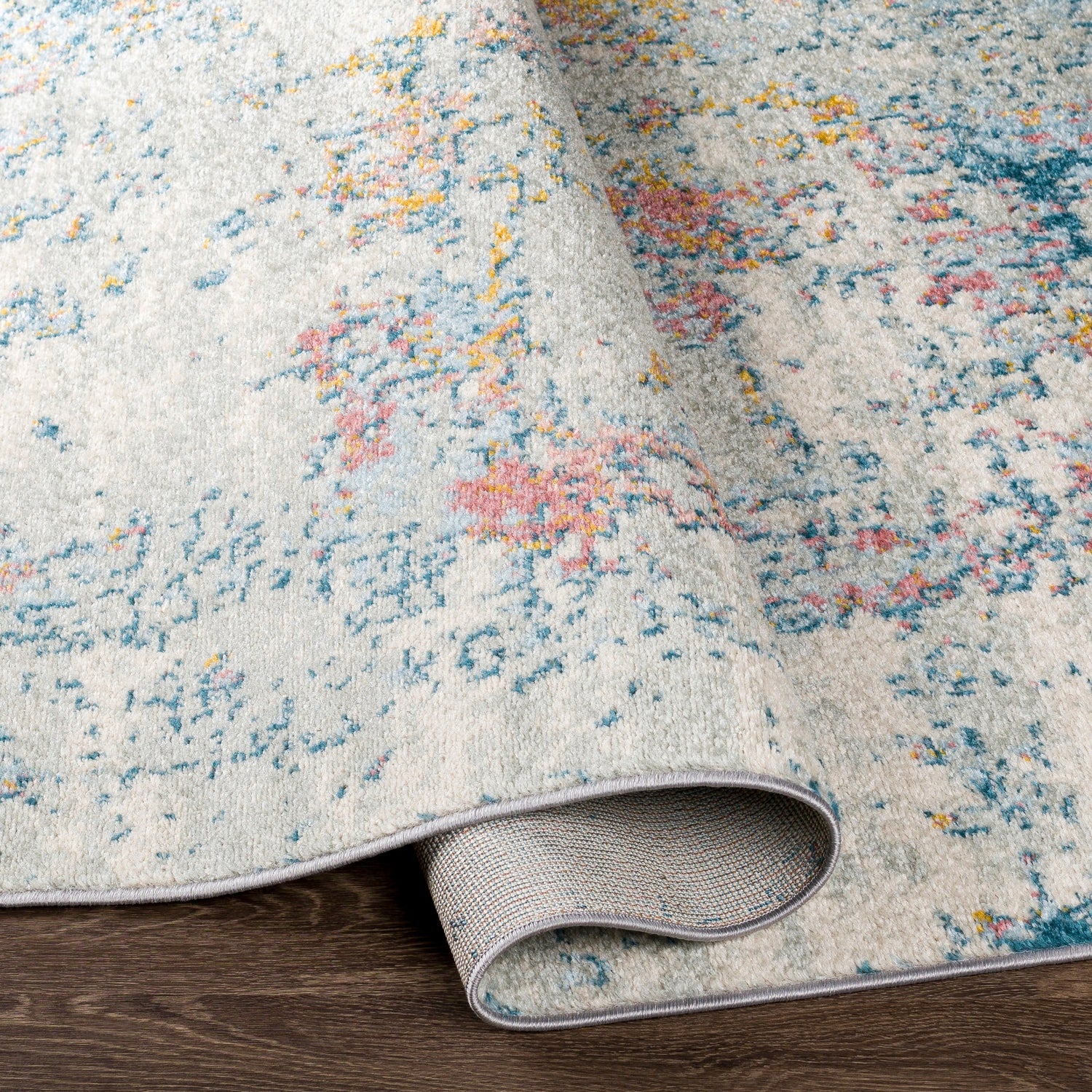 Surya Sunderland Sun-2334 Teal, Dusty Coral Rug.