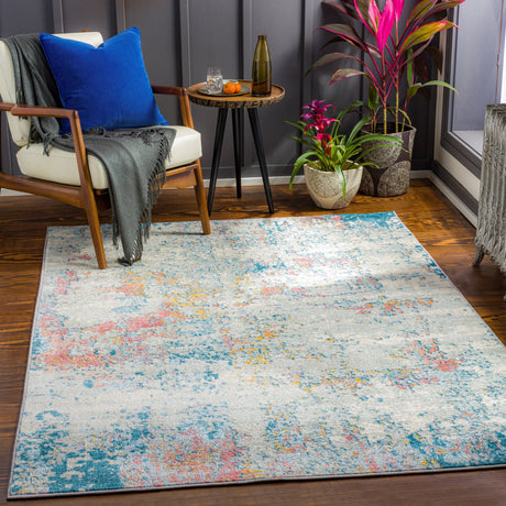 Surya Sunderland Sun-2334 Teal, Dusty Coral Rug.