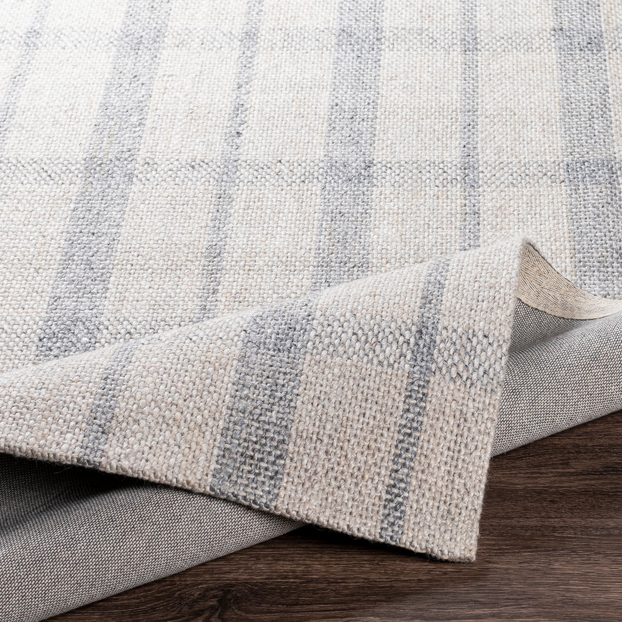 Surya Tartan Tar-2302 Ivory, Light Gray, Medium Gray Rugs.