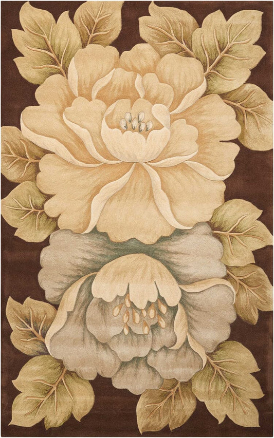 Nourison Tropics ts09 Brown Floral / Country Area Rug