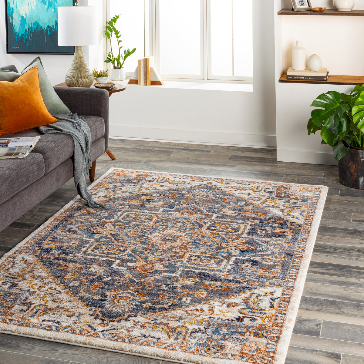 Surya Tuscany Tus-2334 Cream, Gray Rug.