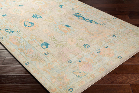 Surya Ushak Usk-2301 Pale Pink, Teal, Beige, Pale Blue Rugs.