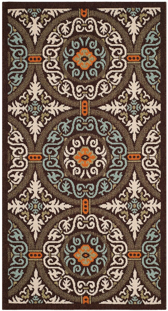 Safavieh Veranda Ver055-0723 Chocolate / Aqua Rugs.
