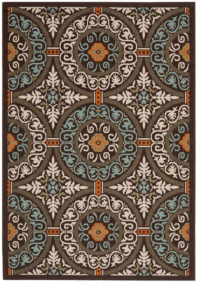 Safavieh Veranda Ver055-0723 Chocolate / Aqua Rugs.