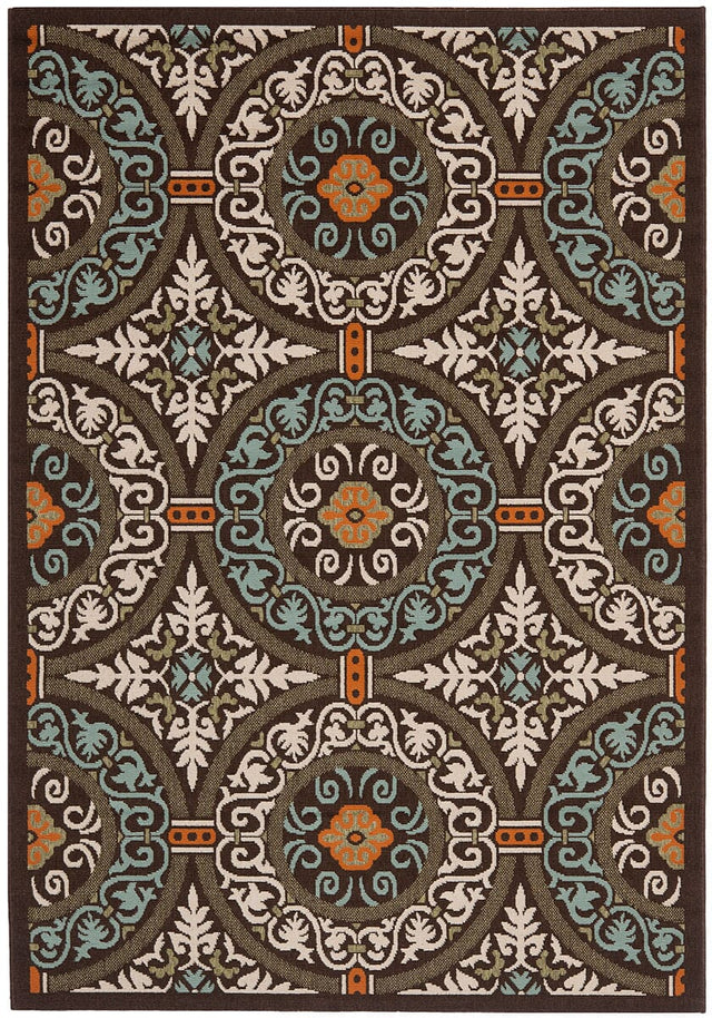 Safavieh Veranda Ver055-0723 Chocolate / Aqua Rugs.