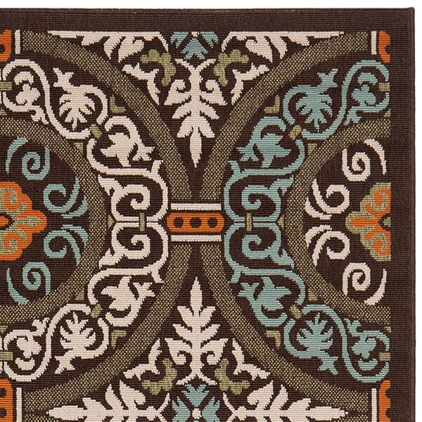 Safavieh Veranda Ver055-0723 Chocolate / Aqua Rugs.