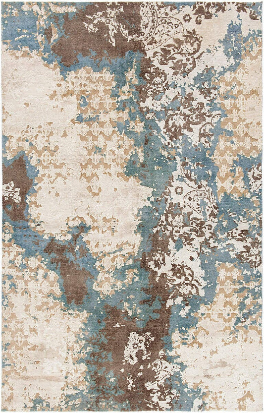 Chandra Vingel Vin36802 Blue / Brown / Cream Organic / Abstract Area Rug