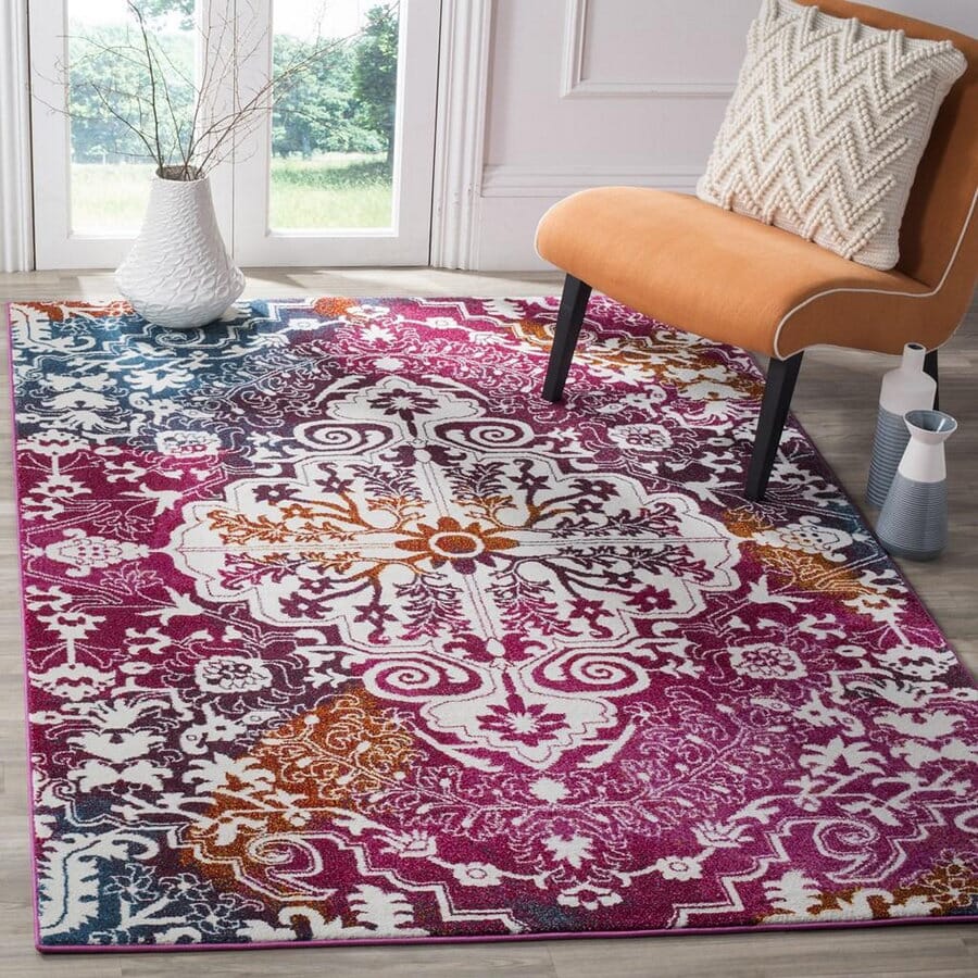 Safavieh Watercolor Wtc669F Ivory / Fuchsia Rugs.