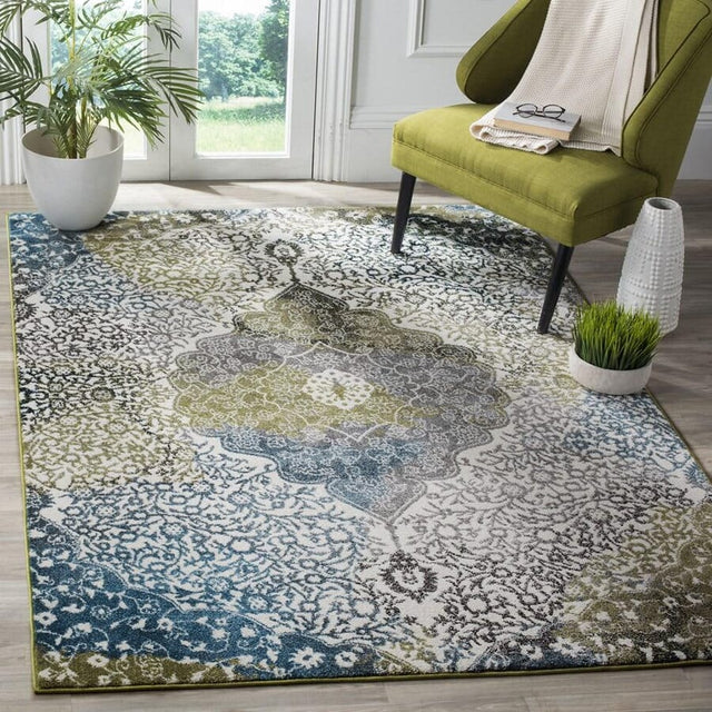 Safavieh Watercolor Wtc672B Ivory / Peacock Blue Rugs.