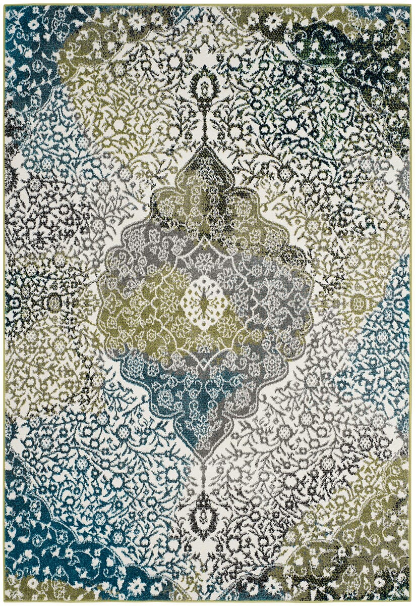 Safavieh Watercolor Wtc672B Ivory / Peacock Blue Rugs.