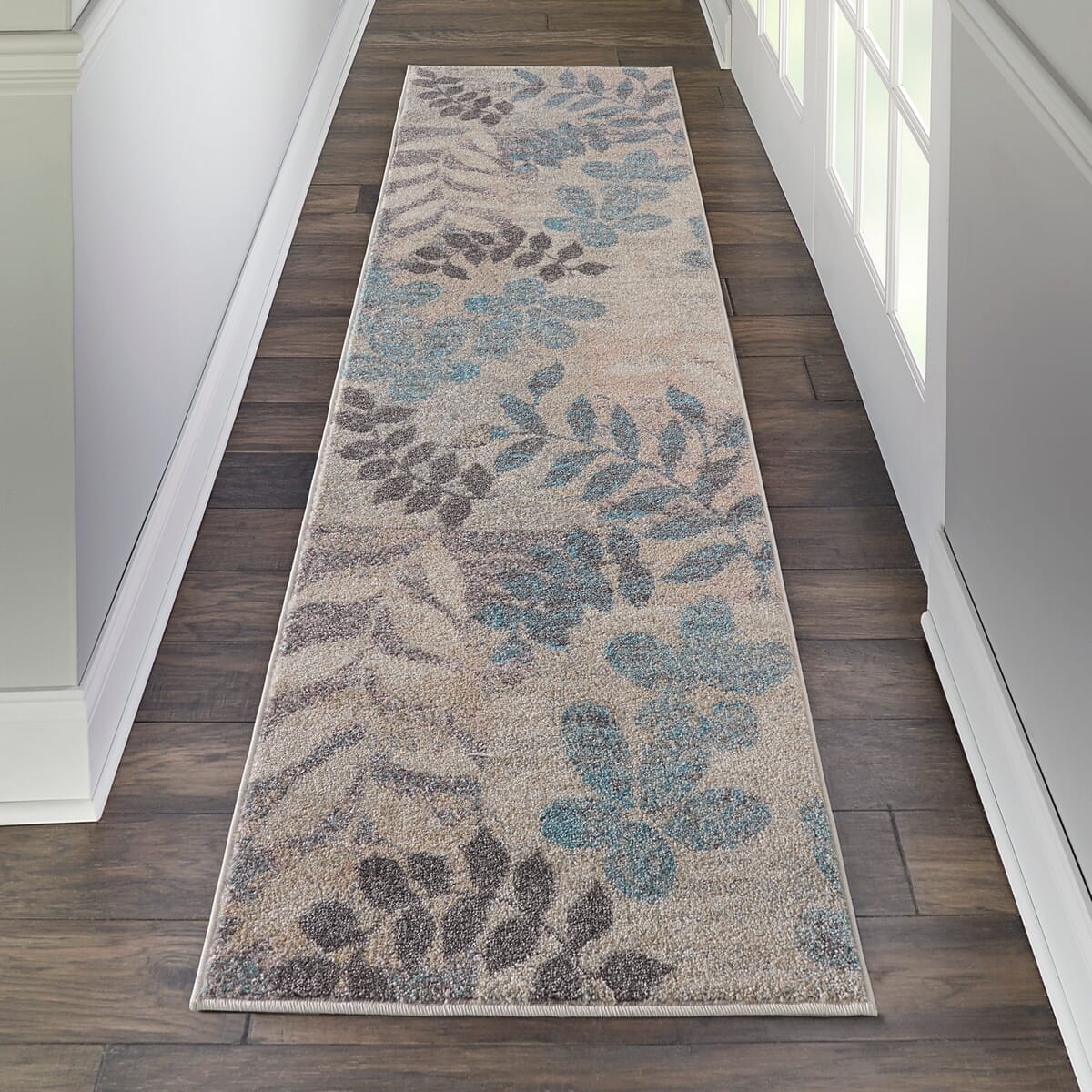 Nourison Tranquil Tra01 Ivory / Light Blue Floral / Country Area Rug