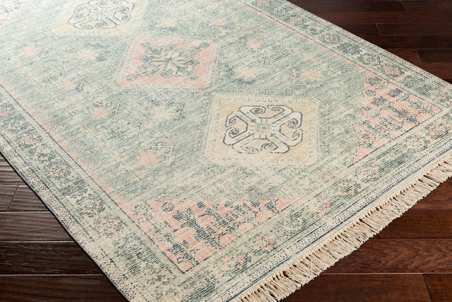 Surya Zainab Zai-2316 Sage, Dark Green, Lime, Pale Pink Rugs.