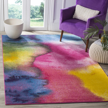 Safavieh Watercolor 4'-0" x 6'-0" Rug in Green / Fuchsia