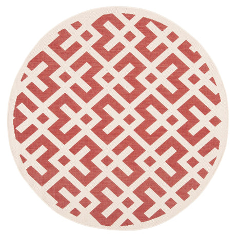 Safavieh Courtyard 5'-3" x 5'-3" Rug in Red / Bone