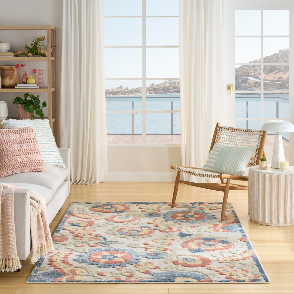 Nourison Aloha ALH17 Machine Made Grey, Multicolor Rug