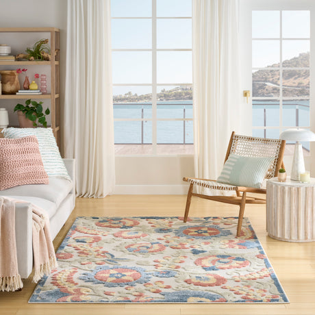 Nourison Aloha ALH17 Machine Made Grey, Multicolor Rug