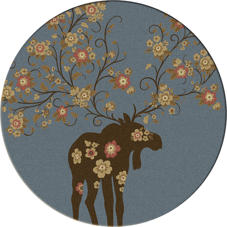 American Dakota Moose Blossom Blue Rug