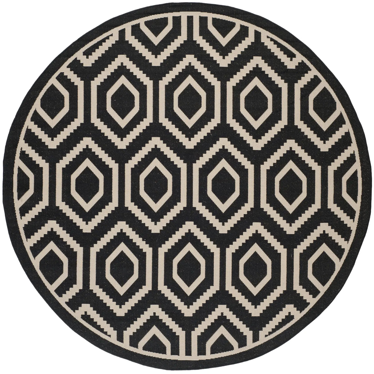 Safavieh Courtyard 7'-10" x 7'-10" Rug in Black / Beige