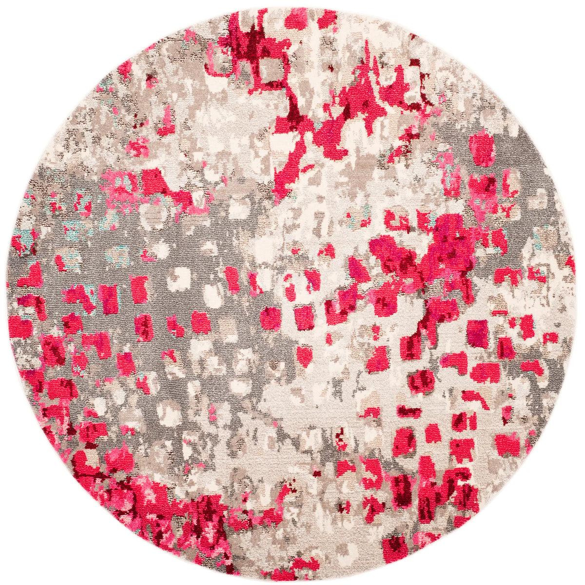 Safavieh Monaco 6'-7" x 6'-7" Rug in Grey / Fuchsia
