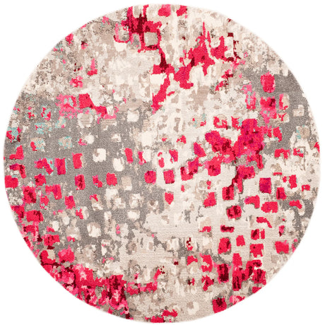Safavieh Monaco 6'-7" x 6'-7" Rug in Grey / Fuchsia