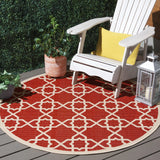 Safavieh Courtyard 5'-3" x 5'-3" Rug in Red / Beige