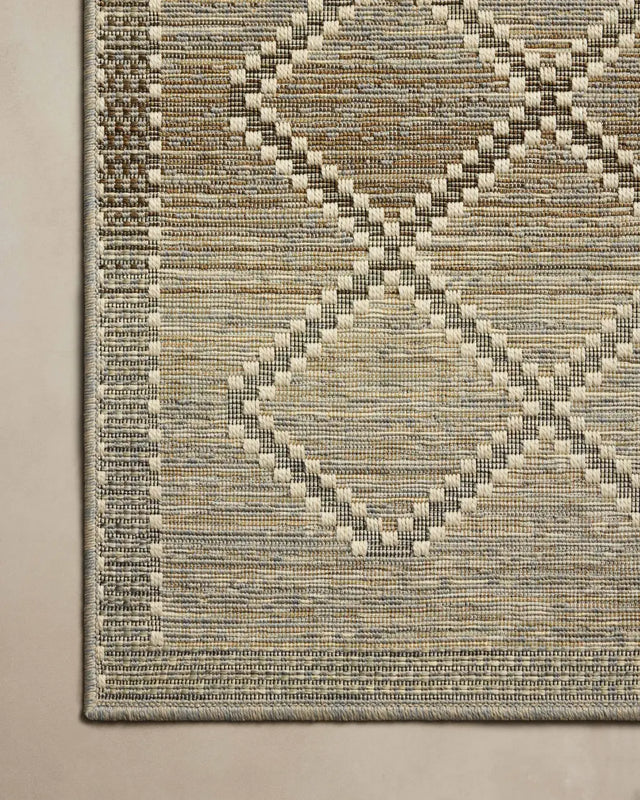 Loloi Saylor SAY-04 Stone / Ivory Rug - corner on wood