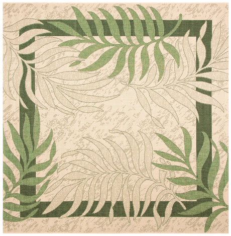 Safavieh Courtyard 6'-7" x 6'-7" Rug in Cream / Green