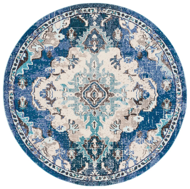 Safavieh Madison 6'-7" x 6'-7" Rug in Navy / Ivory