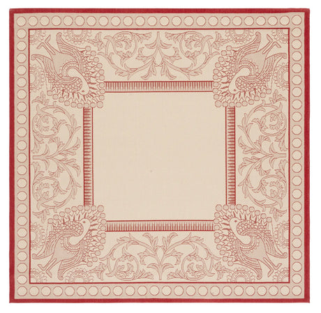 Safavieh Courtyard 6'-7" x 6'-7" Rug in Natural / Red