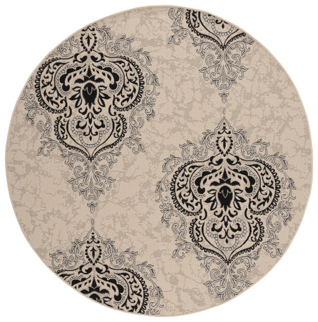 Safavieh Courtyard 5'-3" x 5'-3" Rug in Creme / Black