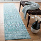 Safavieh Tulum 2'-0" x 11'-0" Rug in Turquoise / Ivory
