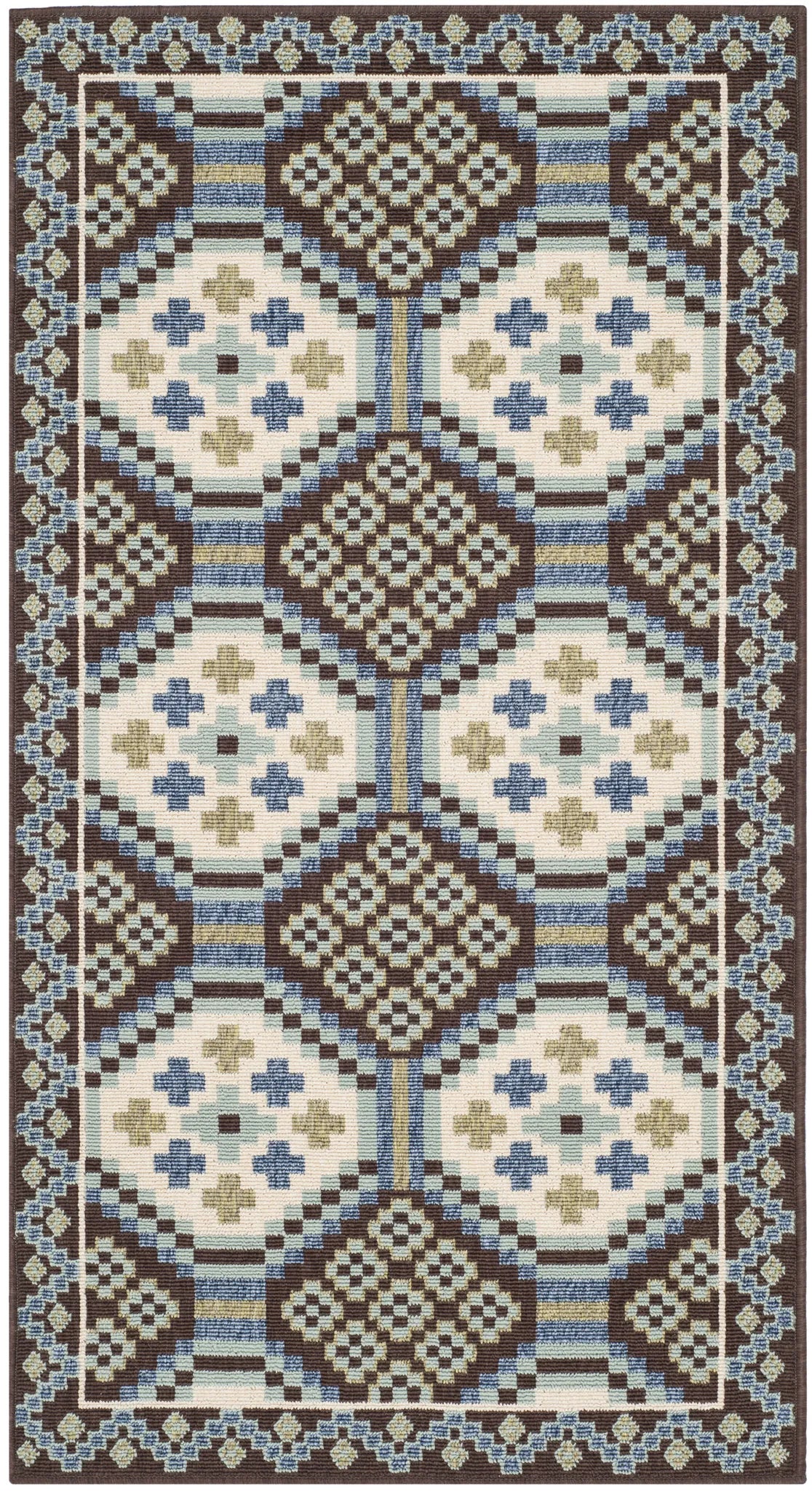 Safavieh Veranda 2'-7" x 5'-0" Rug in Blue / Chocolate