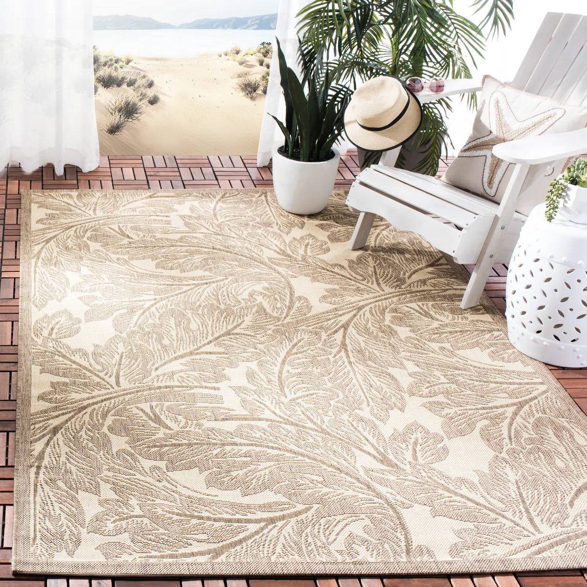 Safavieh Courtyard 5'-3" x 7'-7" Rug in Natural / Brown