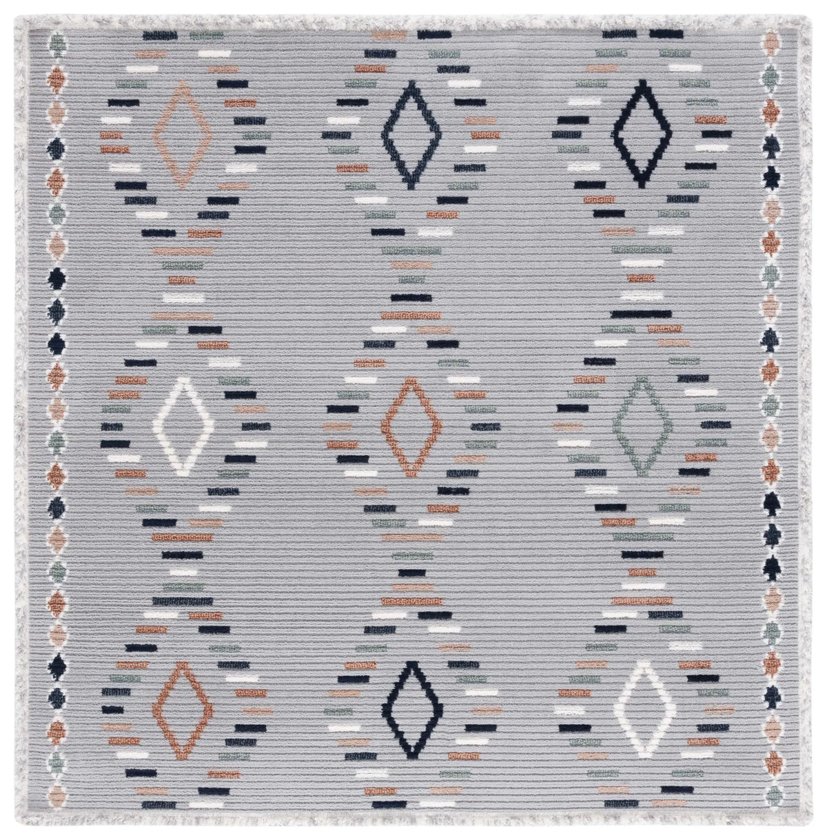 Safavieh Marrakesh 6'-7" x 6'-7" Rug in Grey / Blue Rust