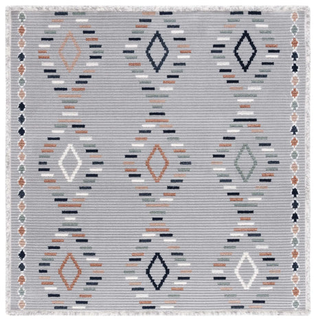 Safavieh Marrakesh 6'-7" x 6'-7" Rug in Grey / Blue Rust