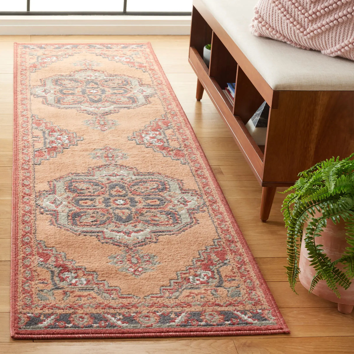 Safavieh Pyramid 2'-2" x 8'-0" Rug in Rust / Ivory Grey