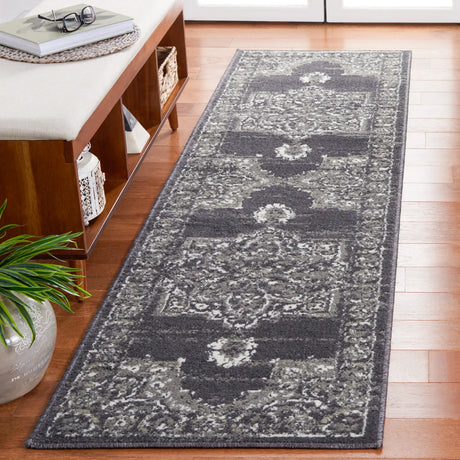 Safavieh Pyramid 2'-2" x 8'-0" Rug in Charcoal / Ivory