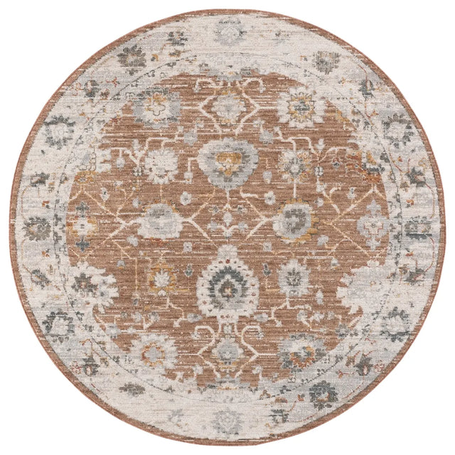 Safavieh Vintage Rosewood 6'-3" x 6'-3" Rug in Rust / Ivory Grey