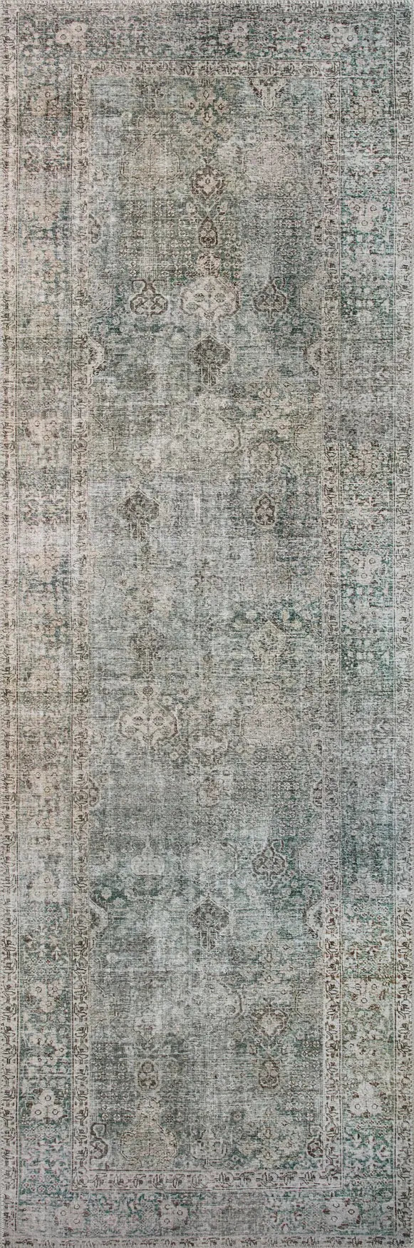 Chris Loves Julia x Loloi Jules 8-Jul Emerald / Antique Ivory Rug - runner flat