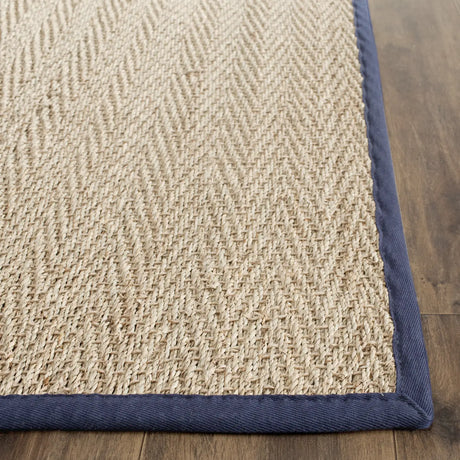 Safavieh Natural Fiber 2'-6" x 10'-0" Rug in Natural / Navy Blue