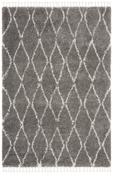 Safavieh Moroccan Fringe Shag 4'-0" x 6'-0" Rug in Grey / Ivory