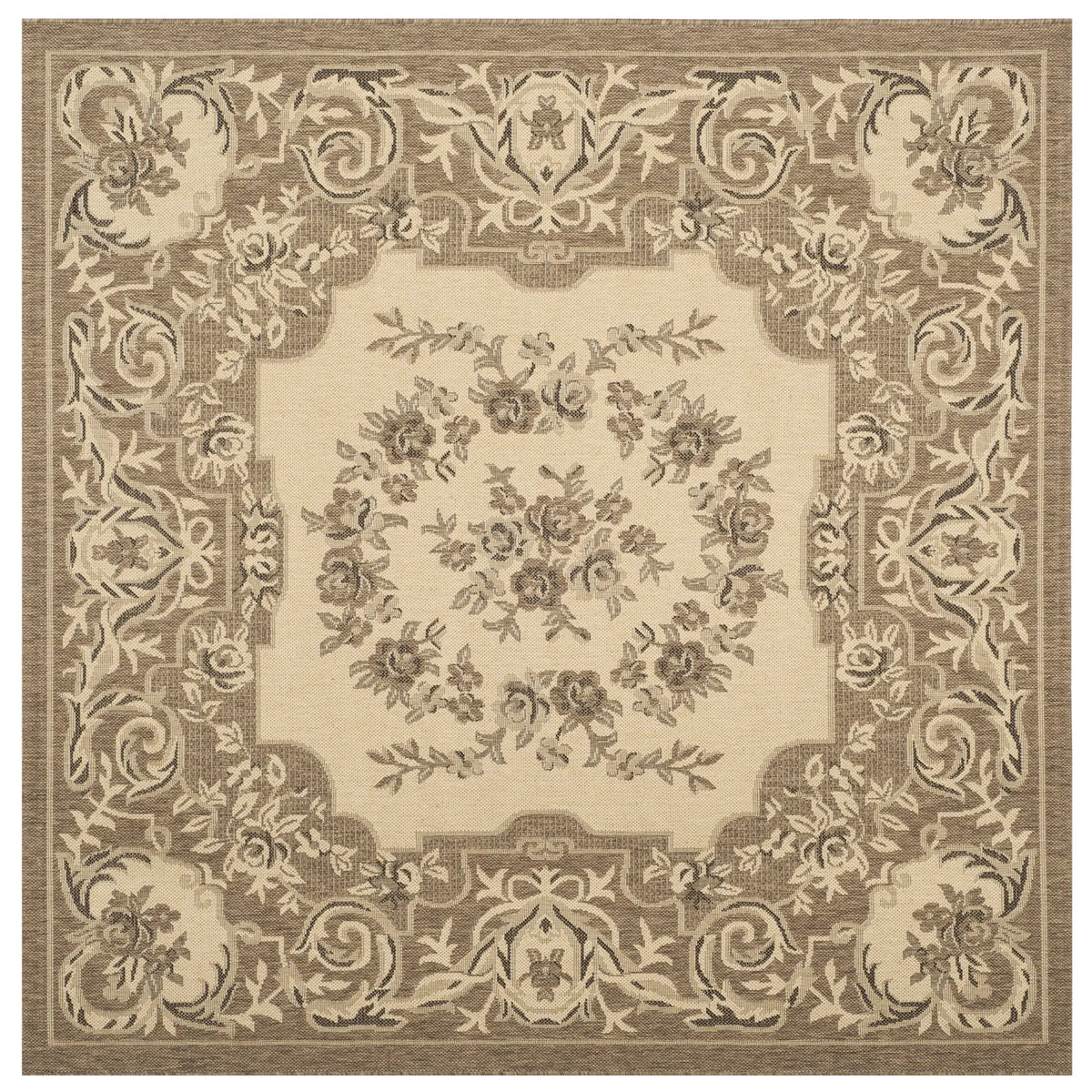 Safavieh Courtyard 6'-7" x 6'-7" Rug in Creme / Brown