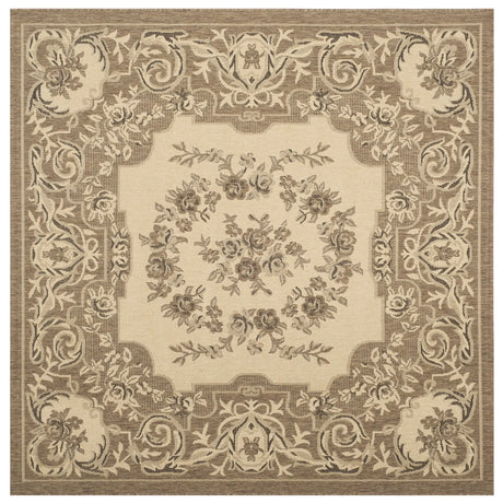 Safavieh Courtyard 6'-7" x 6'-7" Rug in Creme / Brown