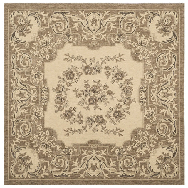 Safavieh Courtyard 6'-7" x 6'-7" Rug in Creme / Brown