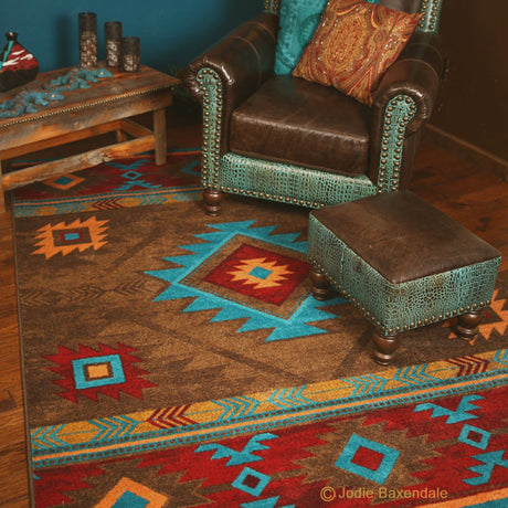 American Dakota Whisky River Turquoise Rug