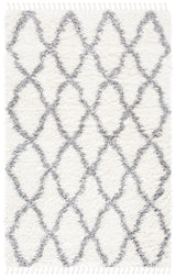 Safavieh Moroccan Tassel Shag 4'-0" x 6'-0" Rug in Ivory / Light Grey