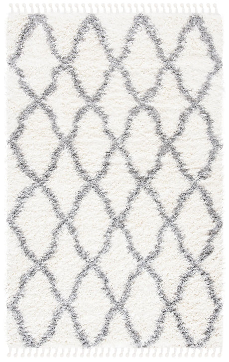 Safavieh Moroccan Tassel Shag 4'-0" x 6'-0" Rug in Ivory / Light Grey