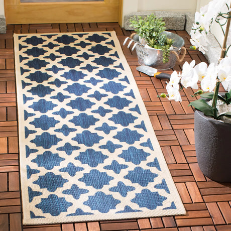 Safavieh Courtyard 2'-3" x 10'-0" Rug in Navy / Beige